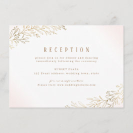 Bröllopsreception i roséguld med förgylld botanik tilläggskort