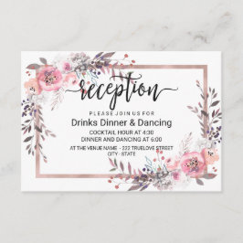 Bröllopsreception med roséfärgade och roséguld ram tilläggskort