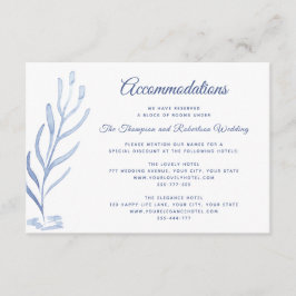 Bröllopsreception på stranden i blått och vitt tilläggskort