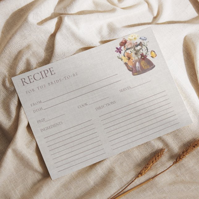Bröllopsreceptkort för Tefest med Vilda Blommor (Skapare uppladdad)