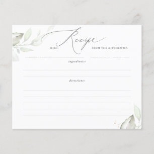 Bröllopsreceptkort med blad i guldgrönska