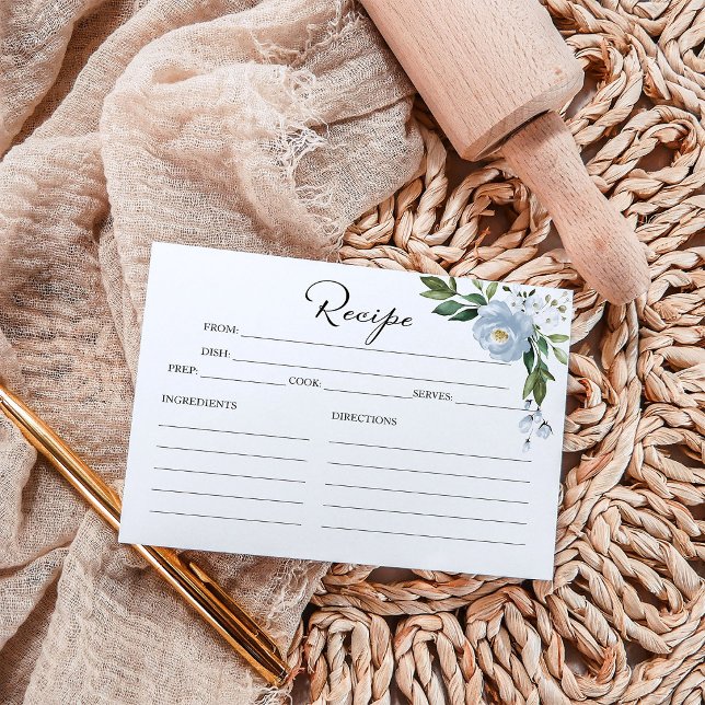 Bröllopsreceptkort med grönska och dammig blå färg inbjudningar (Skapare uppladdad)