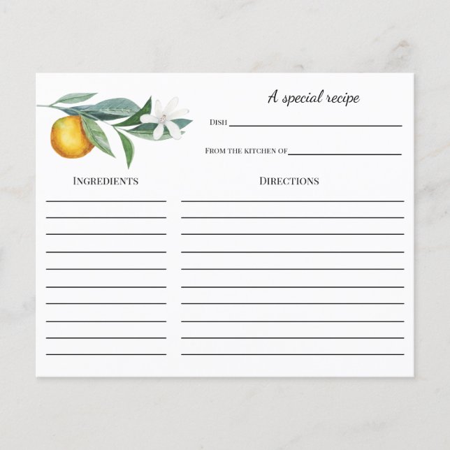 Bröllopsreceptkort med orange gren (Framsida)