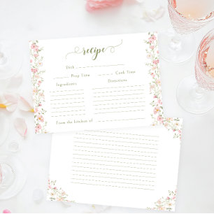 Bröllopsreceptkort med Rosa Blommor Tilläggskort