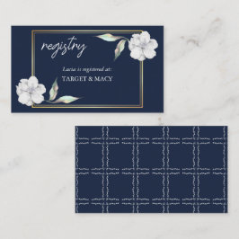 Bröllopsregistreringskort i Navy Blue med guldbård Tilläggskort