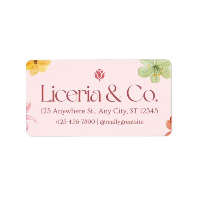 Bröllopsreturadressetiketter – Blommig Elegant Des Adressetikett (Framsidan)
