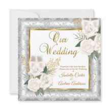 Bröllopsros Champagne Guld Silver Damast