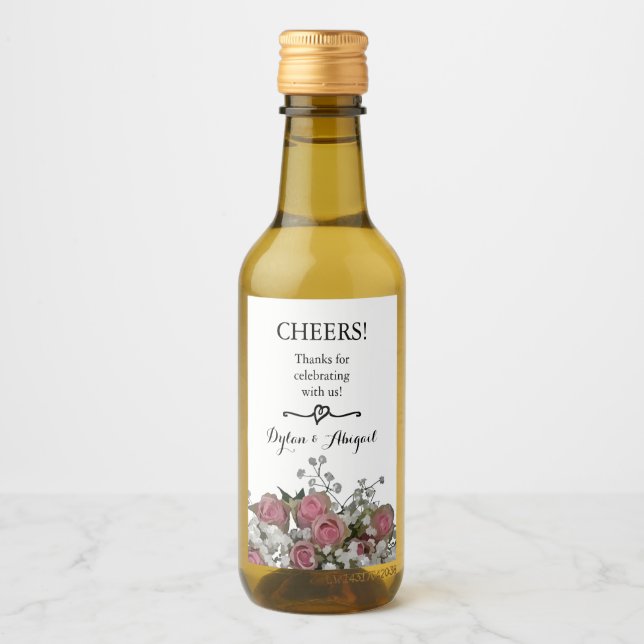 Bröllopsrosbukett Mini Vinflicka Etikett (Framsida)