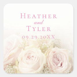 Bröllopsrosdekal Fyrkantigt Klistermärke