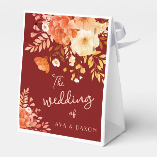 Bröllopsruta för Burgundy Blommigt-bröllop Presentaskar