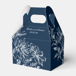 Bröllopsruta för vit Elegant, marinblå Blommigt Presentaskar