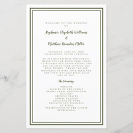 Bröllopsscript Modern Olivgrön Ceremoniprogram