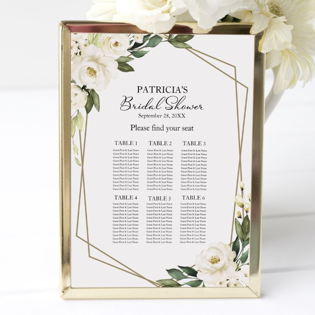 Bröllopsseating Chart med Grönska och Geometriska  Poster (Skapare uppladdad)