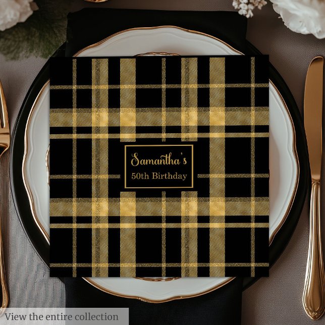 Bröllopsservetter Svart Guld Personlig Minnessak Pappersservett (Wedding Napkins Black Gold Personalized Keepsake)
