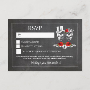 Bröllopsskälar RSVP Skalle Rosor Kritkort Inbjudningar