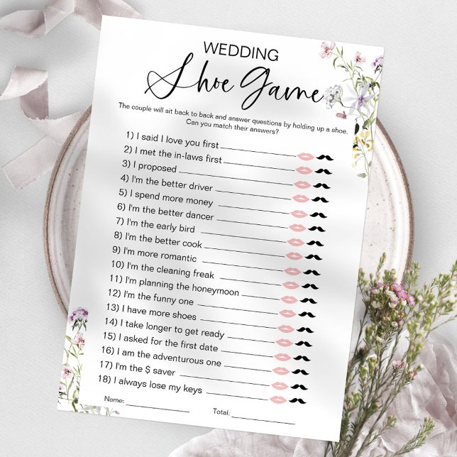 Bröllopssko Vildblomma Bridal Shower Game Inbjudningar (Skapare uppladdad)