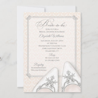 Bröllopsskor i Blush Damask med utsmyckning Inbjud Inbjudningar