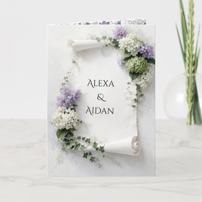 Bröllopsskrå med Syren och Hortensia  Kort (Framsida)