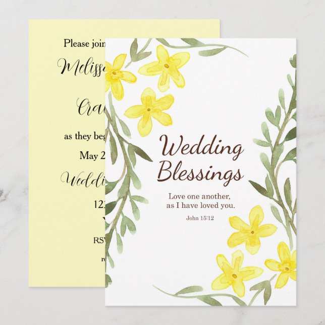 Bröllopsskript John 15 12 Christian Inbjudningar (Fram/baksida)