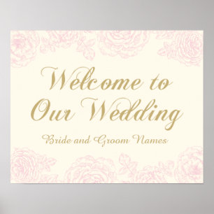 Bröllopsskylt   Blommig Rosdesign Poster