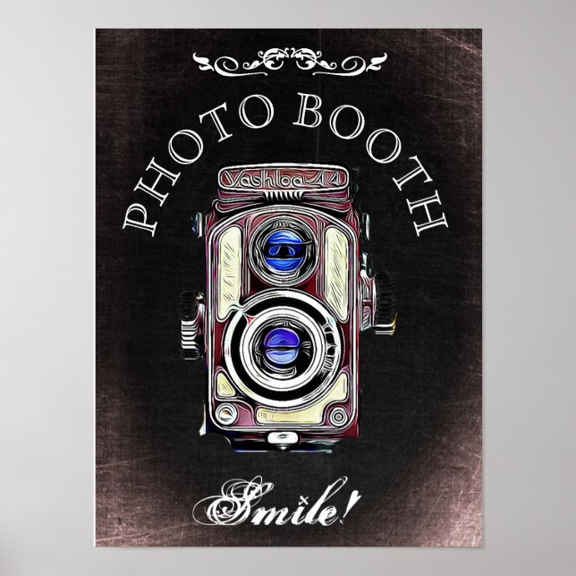 Bröllopsskylt för fotobås, skrivtavla stil poster (Framsidan)