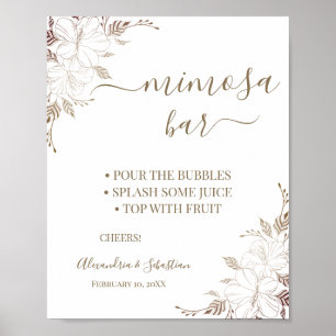 Bröllopsskylt för Mimosa Bar med blomstermönster Poster