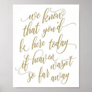 Bröllopsskylt för minne - Lyxig kalligrafi - Guld Poster