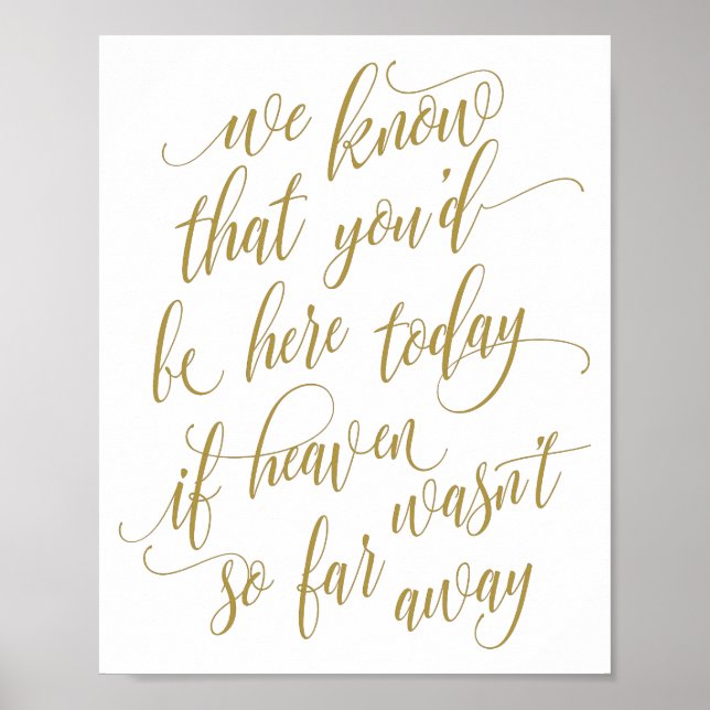 Bröllopsskylt för minne - Lyxig kalligrafi - Guld Poster (Framsidan)