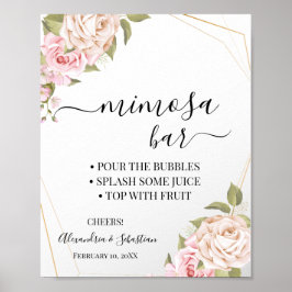 Bröllopsskylt för Pink Roses Mimosa Bar Poster