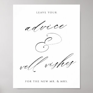Bröllopsskylt för råd och goda önskningar poster