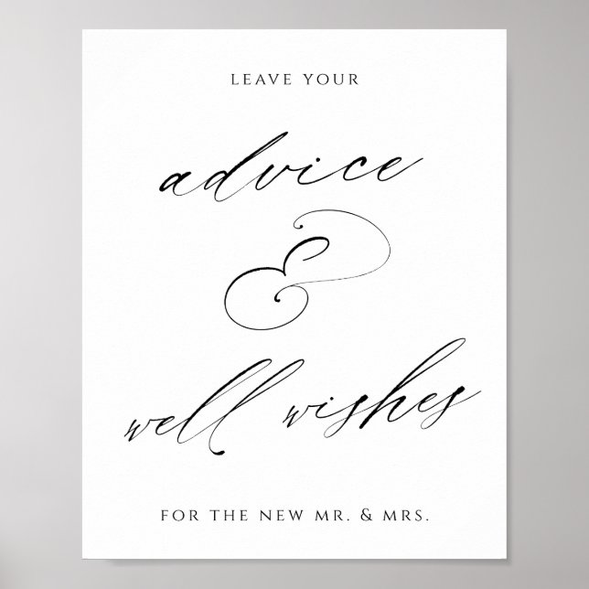 Bröllopsskylt för råd och lyckönskningar poster (Framsidan)
