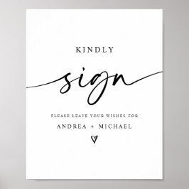 Bröllopsskylt Gästbok Modern Minimalist Hjärtan Poster