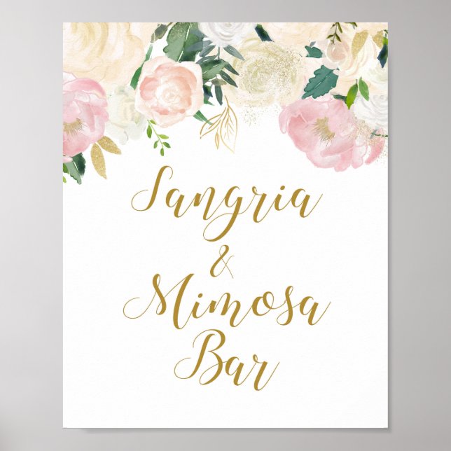 Bröllopsskylt i rosa och guld poster (Framsidan)
