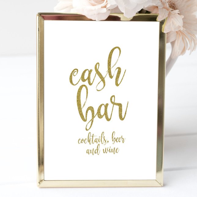 Bröllopsskylt med glitter och Cash Bar Inbjudningar (Skapare uppladdad)
