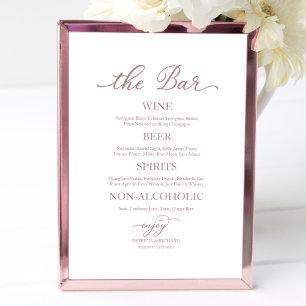 Bröllopsskylt med rose gold-kalligrafi för drinkba poster