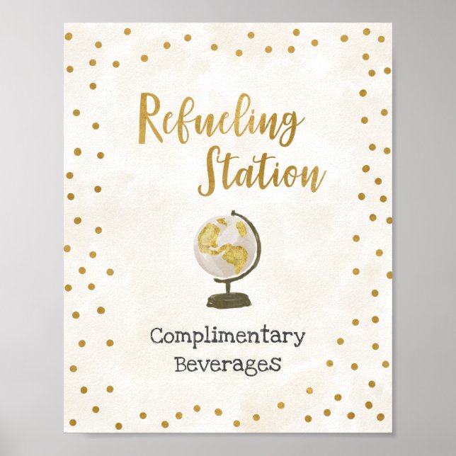 Bröllopsskylt Refueling Station Globe Poster (Framsidan)