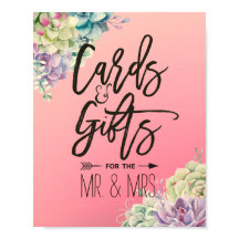 Bröllopsskyltkort & presenter Vattenfärgssucculent