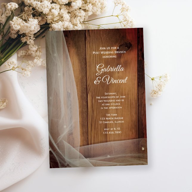 Bröllopsslöja Ladan Trä Landsby Post Bröllopsbrunc Inbjudningar (Skapare uppladdad)