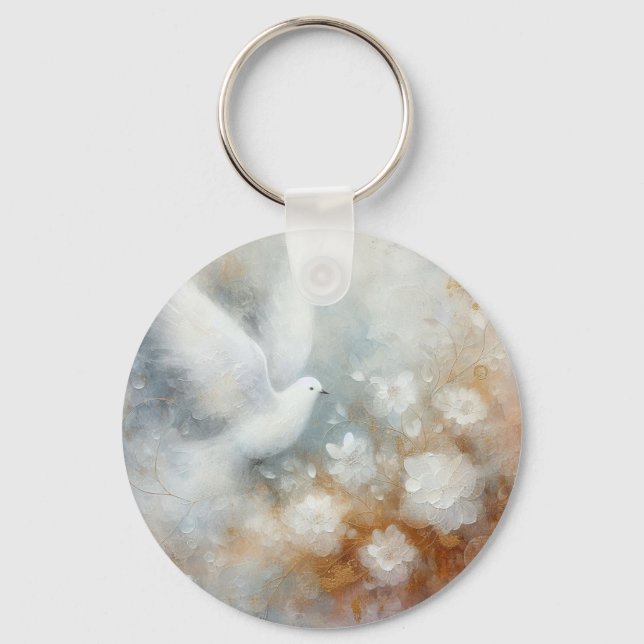 Bröllopssmyd Duva Blommig Nyckelring (Framsida)