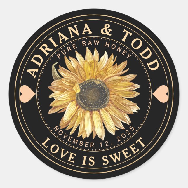 Bröllopssolrosa med hjärthonungslockets etikett (Framsida)