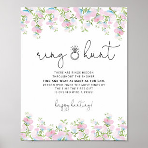 Bröllopsspel Blush Ringjakt Bröllopsfest Blomster Poster