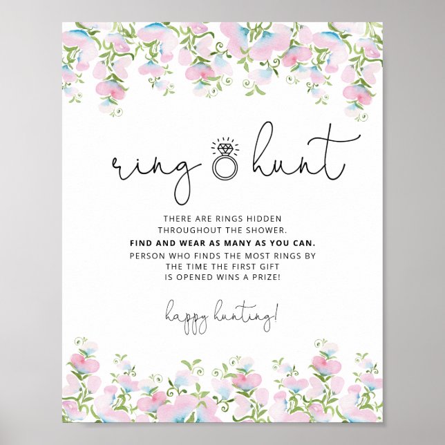 Bröllopsspel Blush Ringjakt Bröllopsfest Blomster  Poster (Framsidan)