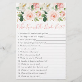 Bröllopsspel i Blush Guld Blommig Vem Känner Brude