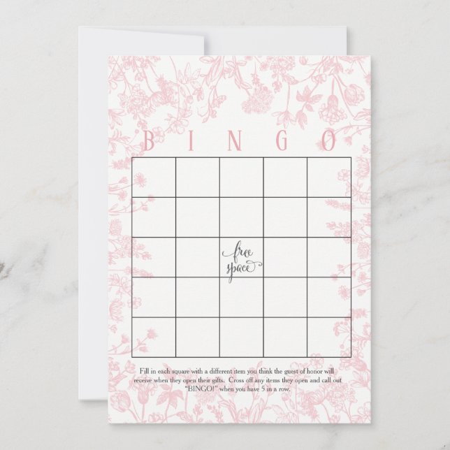 Bröllopsspel med rosa blommor Bingo kort (Framsida)