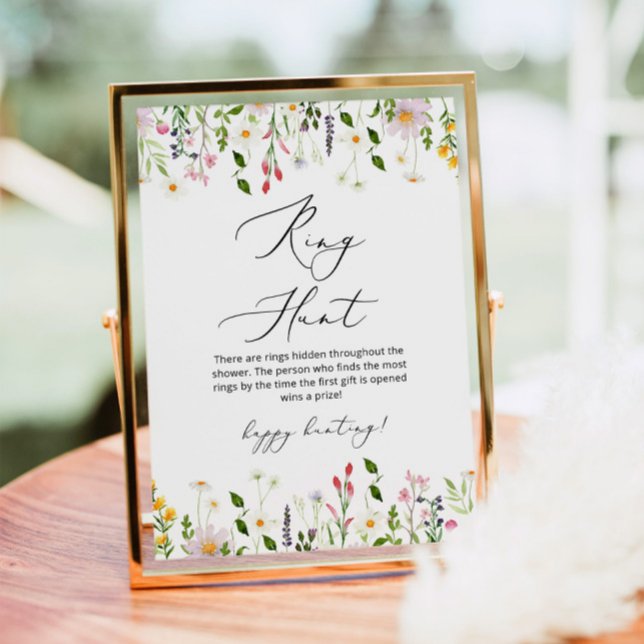 Bröllopsspel med vildblommor och ringsökning poster (Skapare uppladdad)