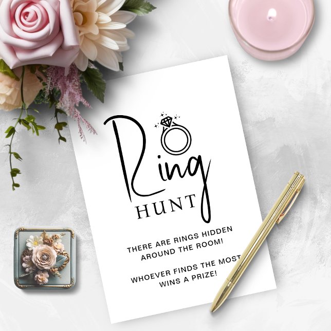 Bröllopsspel Ringjakt Kort (Bridal Shower Game Ring Hunt Card)
