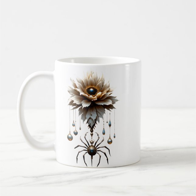 Bröllopssspindel – Måblommans väktare.  Kaffemugg (Vänster)