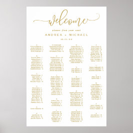 Bröllopsställningsdiagram Guld Bouncy Script Poster