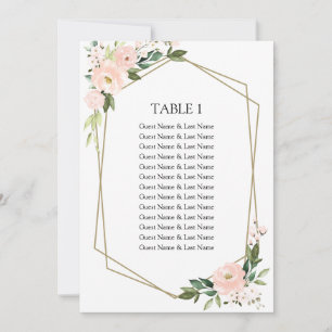 Bröllopsställningsdiagram med blommor och rosafärg inbjudningar