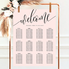 Bröllopsställningskarta i minimalistisk rosa nyans poster